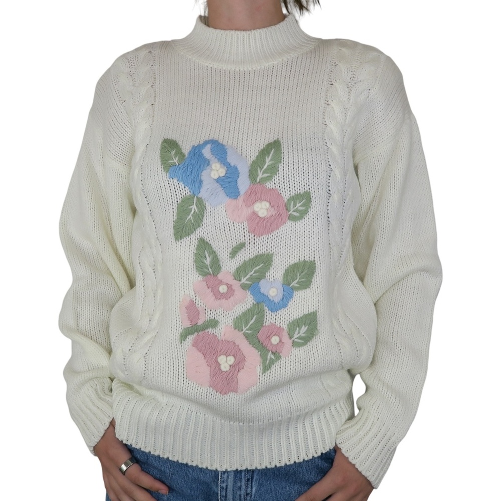 Vintage 80s Floral Granny Cottagecore Sweater